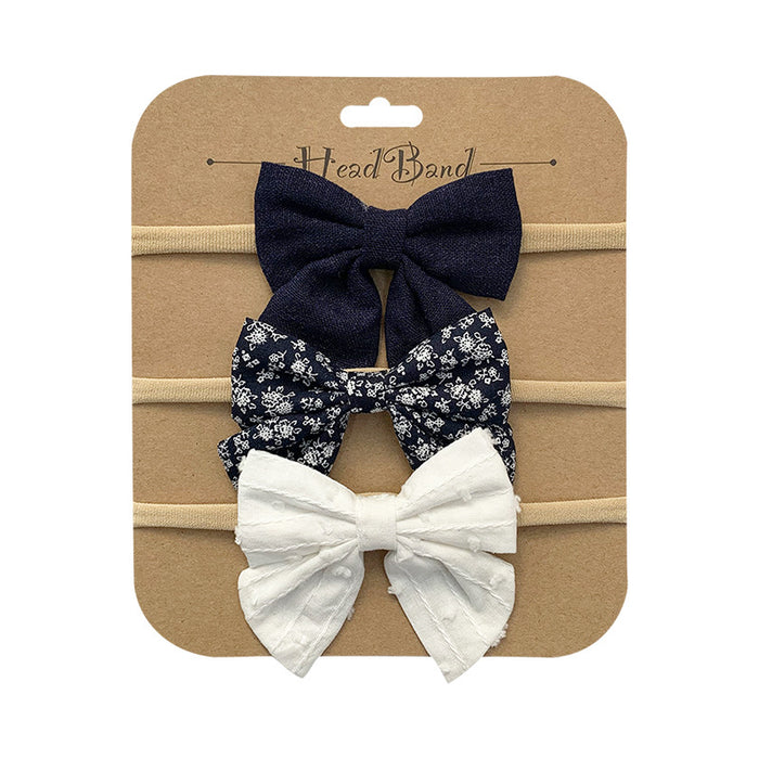 Wholesale Headband Cotton Linen Baby Soft Elastic Bow MOQ≥10 JDC-HD-AMSR004