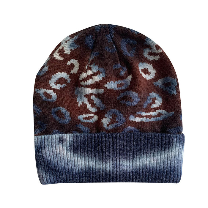 Wholesale Hat Core Yarn Leopard Print Tie Dye Knit Hat JDC-FH-XRong003