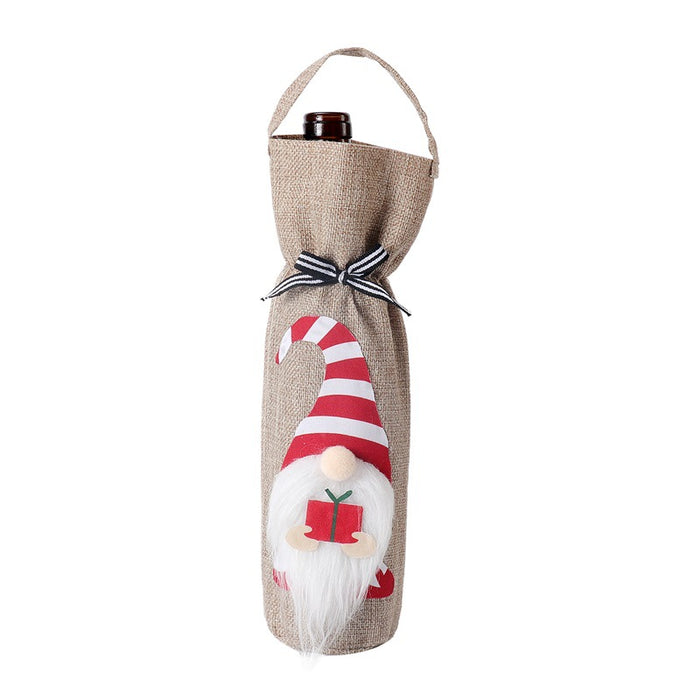 Wholesale Decorative Fabric Christmas Faceless Old Man Portable Wine Bottle Cover JDC-DCN-TeW001