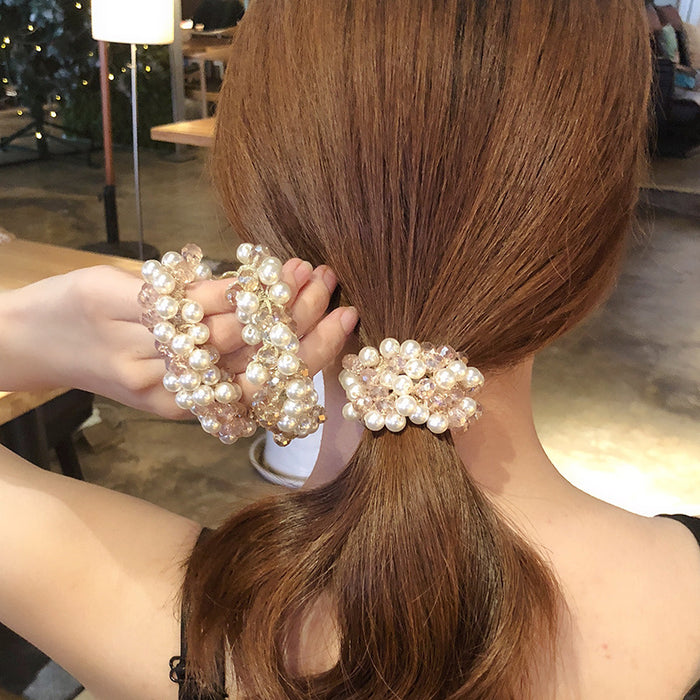 Jewelry WholesaleWholesale pearl sweet sen tie head rope girl JDC-HS-DouY010 Hair Scrunchies 豆毓 %variant_option1% %variant_option2% %variant_option3%  Factory Price JoyasDeChina Joyas De China