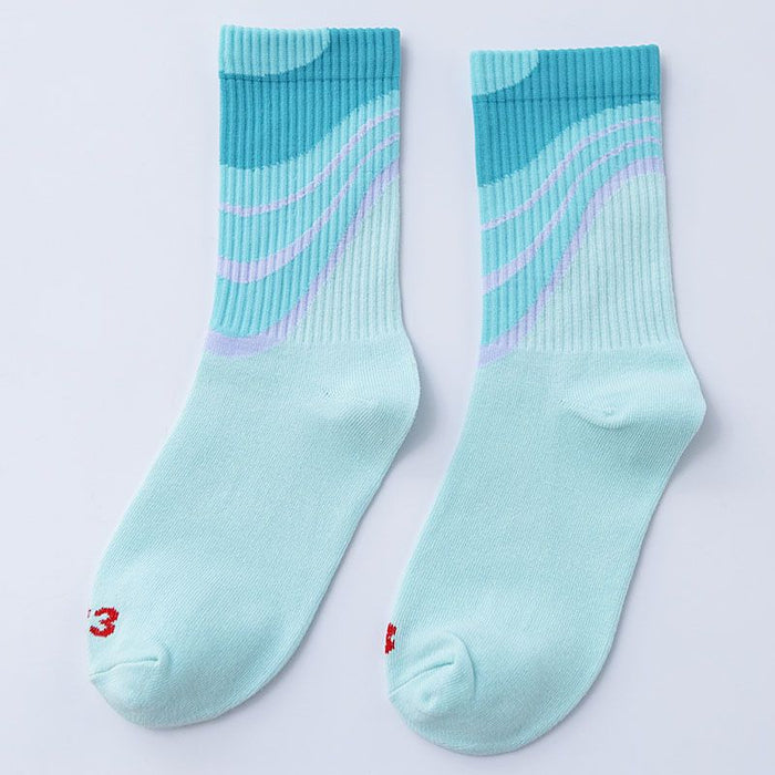 Wholesale Sock Polyester Cotton Color Gradient Thick Breathable Sweat-absorbing MOQ≥2 JDC-SK-LanXii003