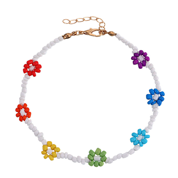 Wholesale color handmade rice beads flower anklet JDC-AS-ZW022