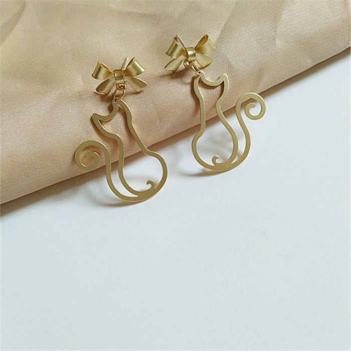 Wholesale Earrings Alloy Cartoon Cat Bow JDC-ES-aimei005