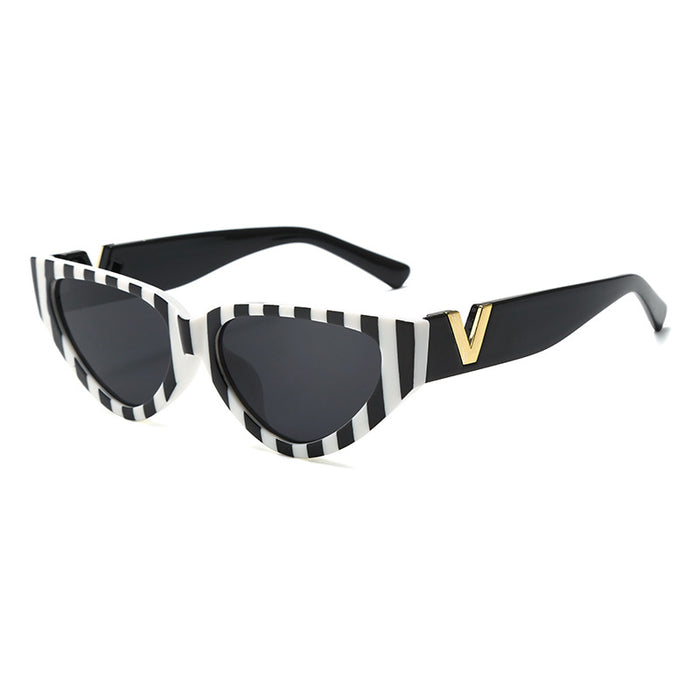 Wholesale Sunglasses PC Cat Eye Narrow Edge Zebra Pattern JDC-SG-XiA051