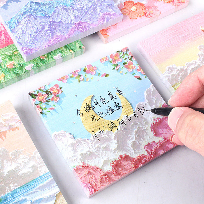 Wholesale sticky note paper creative oil painting landscape MOQ≥2 JDC-NK-LGT004