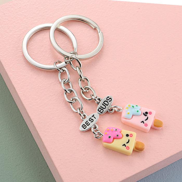 Wholesale Resin Simulation Notched Keychain Pink JDC-KC-XiangH008