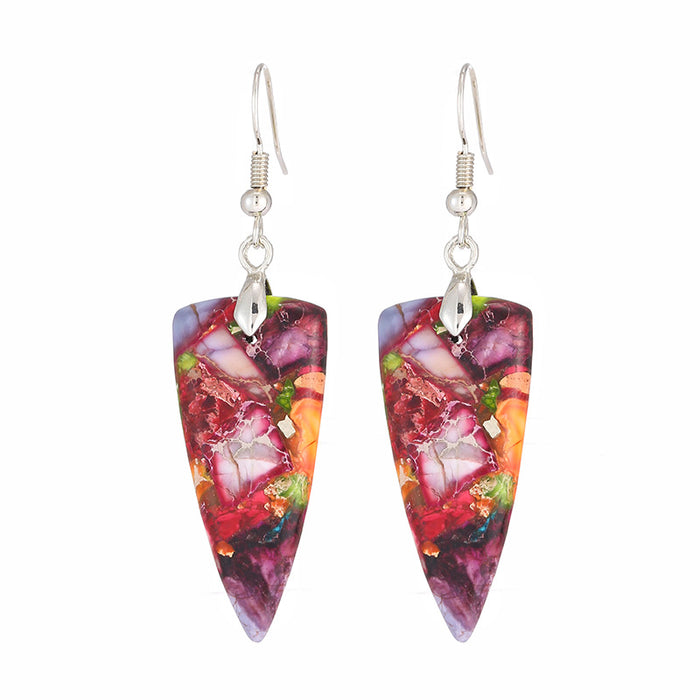 Wholesale Bohemian Resort Style Colorful Geometric Shaped Stone Earrings MOQ≥3 JDC-ES-QiuX009