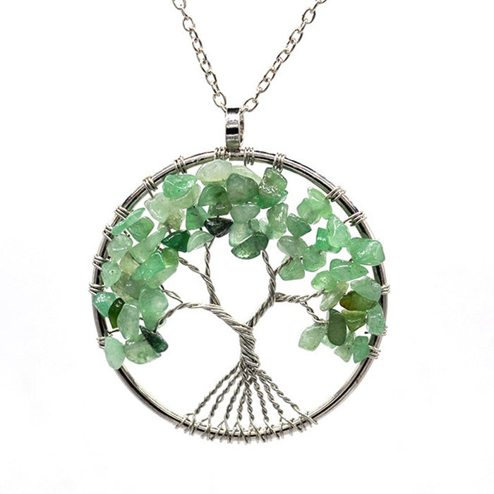 Wholesale 7 Colors Natural Crystal Gravel Tree of Life Necklace MOQ≥2 JDC-NE-Xinyue001