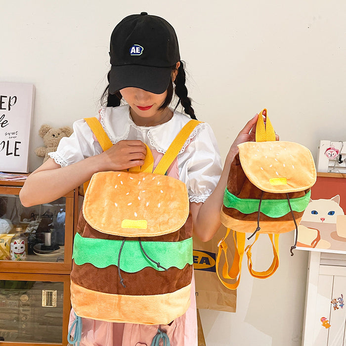 Wholesale canvas cartoon funny hamburger soft backpack包 JDC-BP-Hanc003