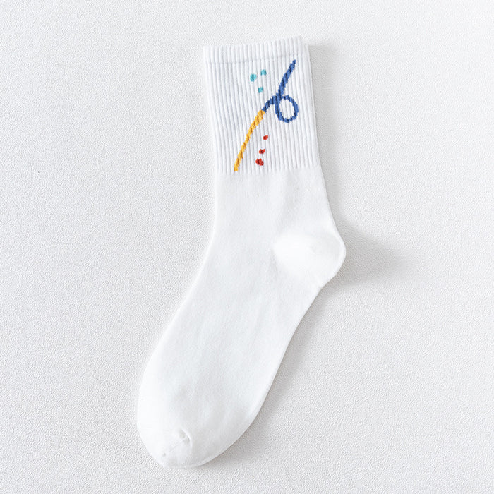 Wholesale Socks Cotton White Splattered Ink Graffiti Socks JDC-SK-JTing007