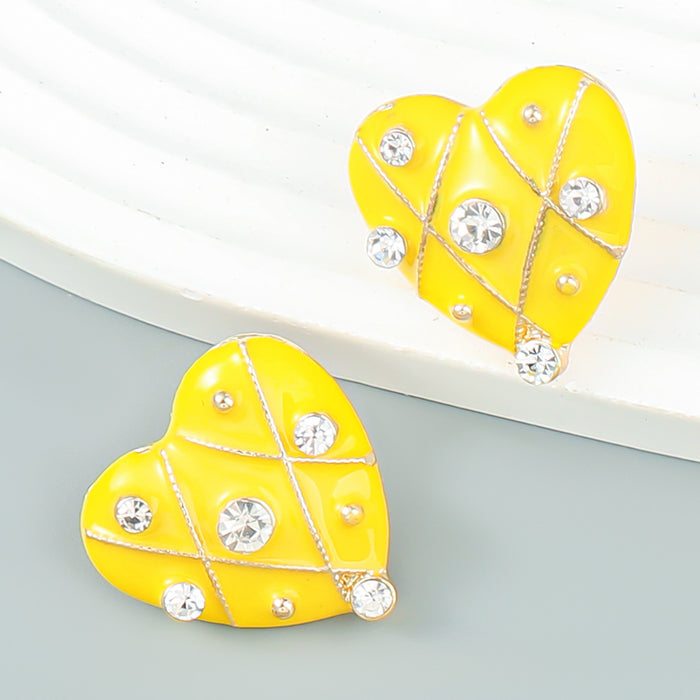 Wholesale alloy love dripping oil diamond earrings girl exquisite MOQ≥2 JDC-ES-jiul009