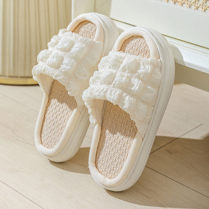 Wholesale summer cool slippers indoor home stepping on shit linen slippers JDC-SD-HuaC001