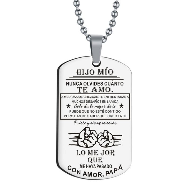 Wholesale Father's Day Spanish Dad Son Stainless Steel Military Brand Necklace Keychain MOQ≥2 JDC-KC-HuH002