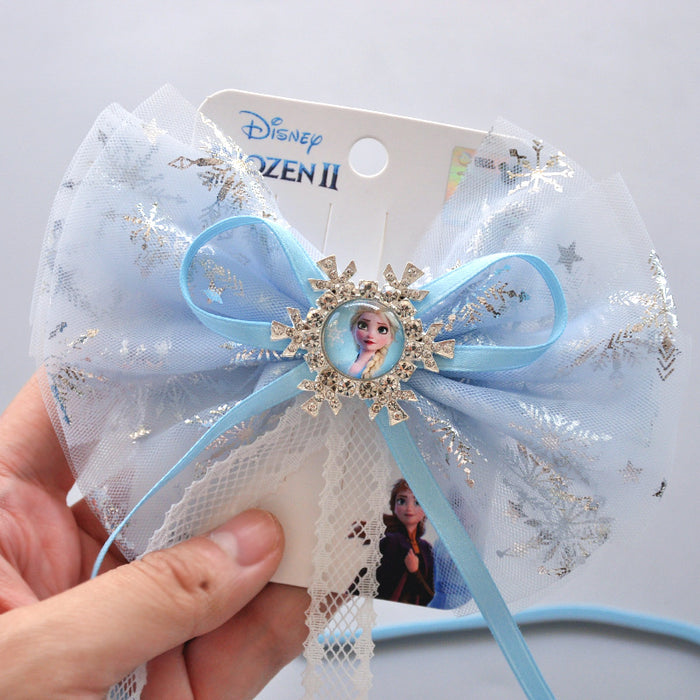 Wholesale hairpin polyester ice and snow oversized bow for children JDC-HC-LLJ002