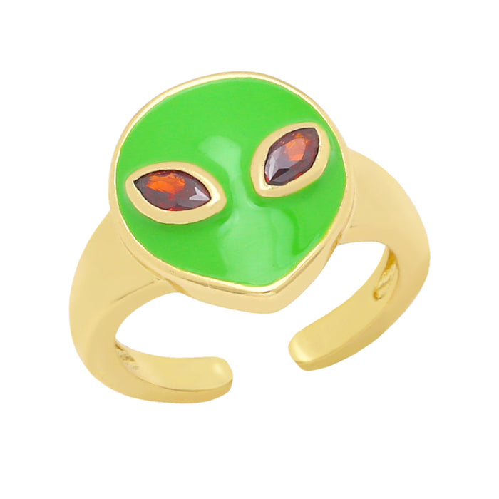 Jewelry WholesaleWholesale Zircon Enamel Alien Copper Ring JDC-RS-AS417 Rings 翱昇 %variant_option1% %variant_option2% %variant_option3%  Factory Price JoyasDeChina Joyas De China