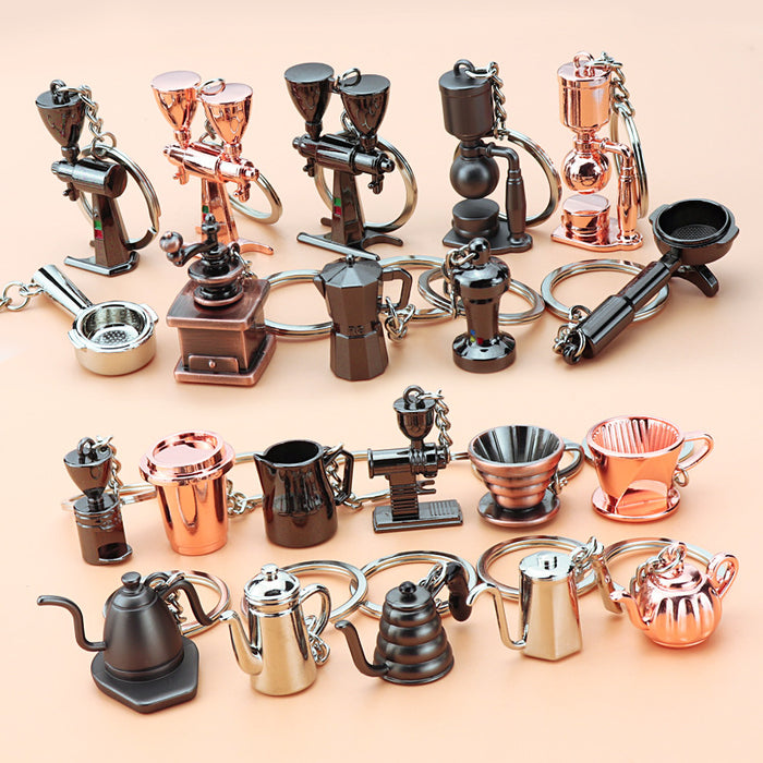 Wholesale Coffee Cup Moka Pot Coffee Appliance Zinc Alloy Keychain MOQ≥2 JDC-KC-XunXin006