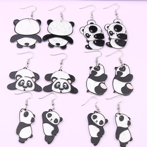 Jewelry WholesaleWholesale Cute Giant Panda Acrylic Embossed Print Stud Earrings JDC-ES-DUAI022 Earrings 渡爱 %variant_option1% %variant_option2% %variant_option3%  Factory Price JoyasDeChina Joyas De China