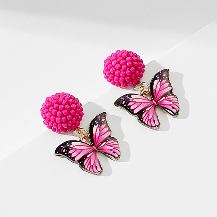 Wholesale Earrings Vintage Style Beaded Painted Butterfly Earrings JDC-ES-GuTe014