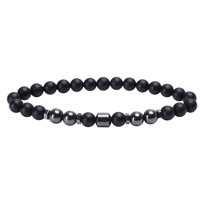 Wholesale Frosted Black Bead Magnet Anklet Retro Alabaster Color Stone Magnetic Anklet JDC-AS-JIai005