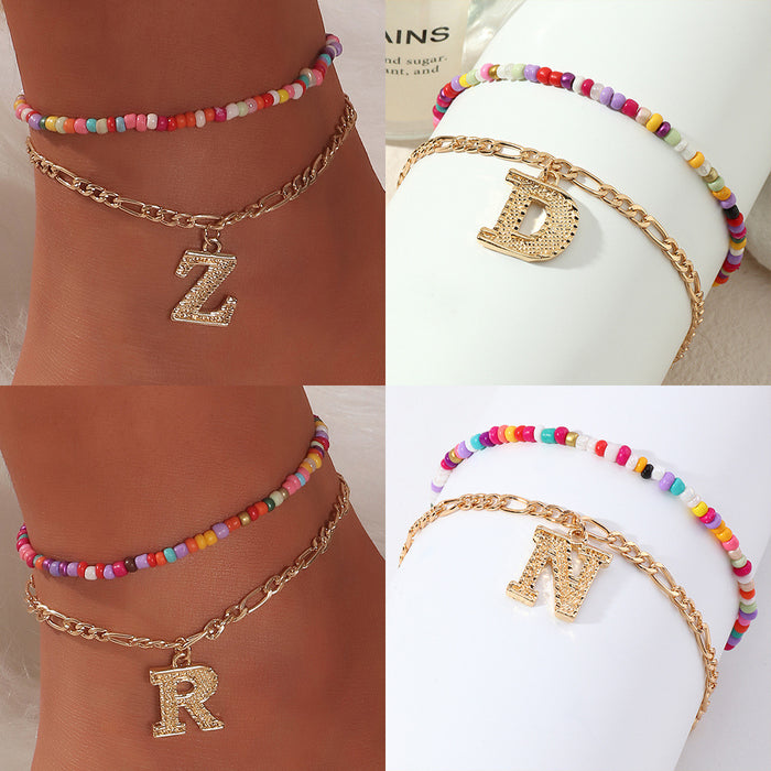 Jewelry WholesaleWholesale Simple Trend Beach Style Color Bead Anklet JDC-AS-NZ017 Anklets 奈珠 %variant_option1% %variant_option2% %variant_option3%  Factory Price JoyasDeChina Joyas De China