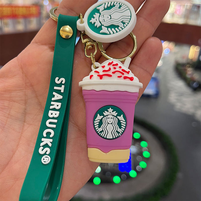 Wholesale Keychains PVC Hardware Milk Tea Coffee Cup Cute JDC-KC-MiaoY027