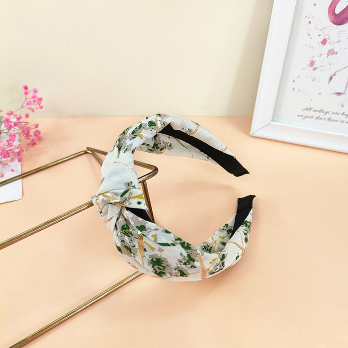 Wholesale cloth bronzing floral knotted headband MOQ≥2 JDC-HD-O121