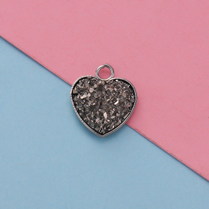 Wholesale Heart Shape Stainless Steel Resin Gypsophila Pendant 20pcs JDC-PT-MinP005