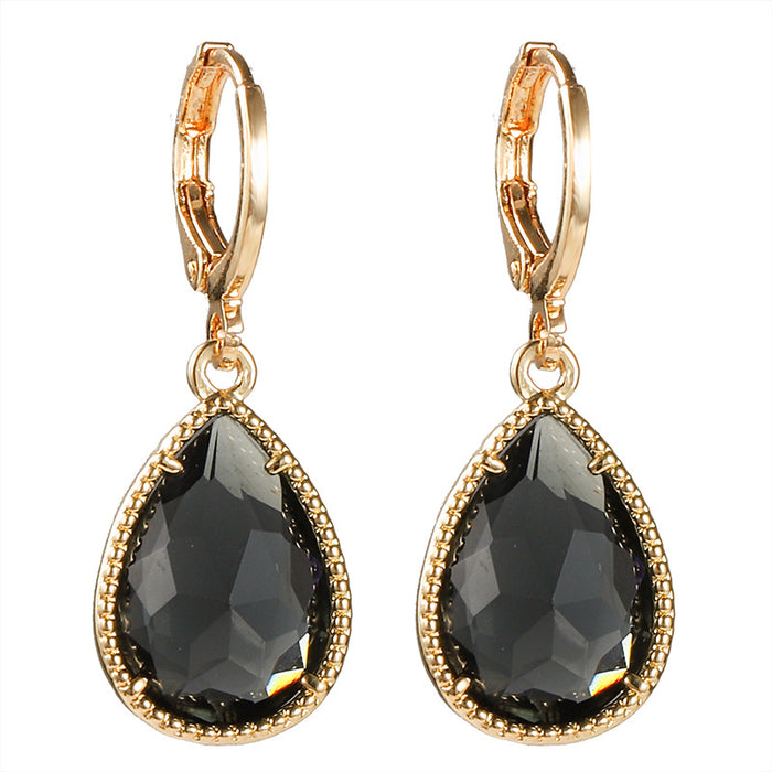 Wholesale Crystal Copper Rare Earth Glass Water Drop Earrings MOQ≥2 JDC-ES-Yongz003