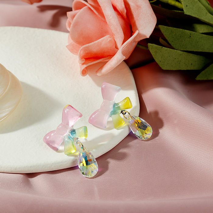 Wholesale Colorful Color Changing Bow Teardrop Earrings JDC-ES-Mdd036