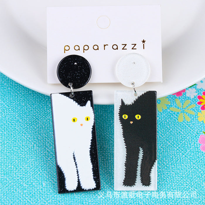 Wholesale Cartoon Cat Series Acrylic Personality Print Earrings MOQ≥2 JDC-ES-DUAI016