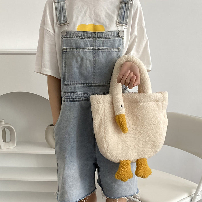 Wholesale Shoulder Bag Faux Lamb Fleece Cute Plush Goose Adjustable Messenger Bag JDC-SD-Buyu001