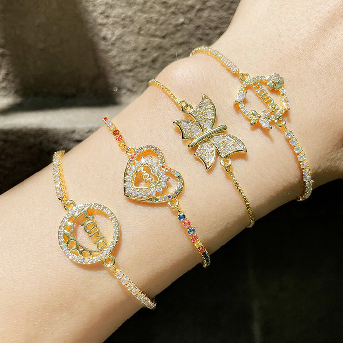 Jewelry WholesaleWholesale pull adjustable copper zircon butterfly Mother's Day bracelet JDC-BT-Duor004 Bracelet 翱昇 %variant_option1% %variant_option2% %variant_option3%  Factory Price JoyasDeChina Joyas De China