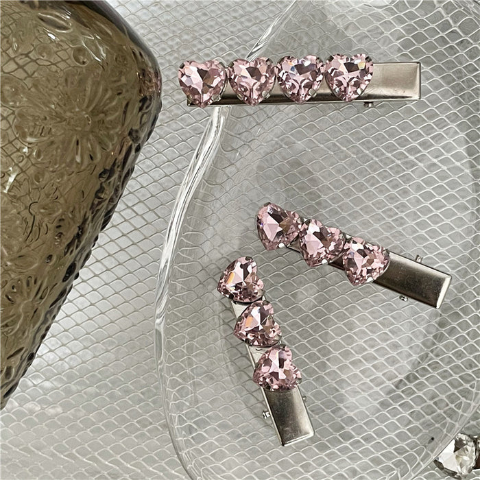 Wholesale Hair Clips Metal Heart Rhinestone Silver JDC-HC-JingX002