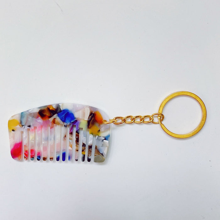 Wholesale acetate sheet mini comb keychain cute MOQ≥2 JDC-KC-XingYi001