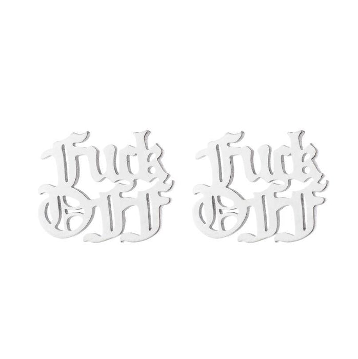 Wholesale Stainless Steel FUCK OFF Earrings JDC-ES-SS031