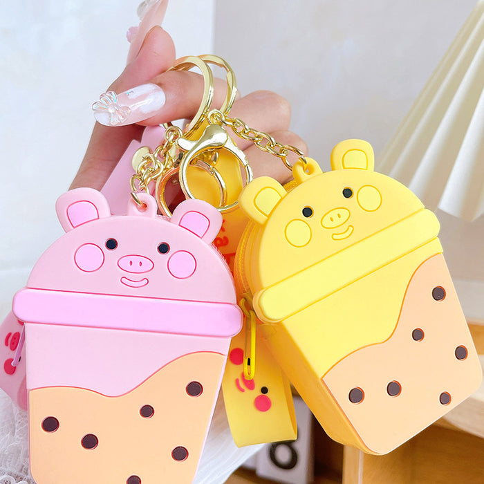 Wholesale Keychains Silicone Alloy Cartoon Cute Bubble Tea JDC-KC-JXi014