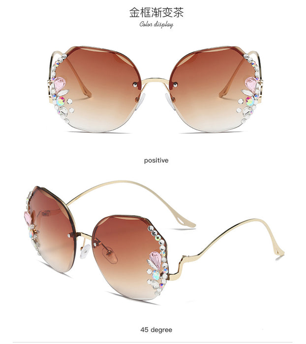 Wholesale Rimless Cut Edge Diamond Sunglasses JDC-SG-ZhanH002