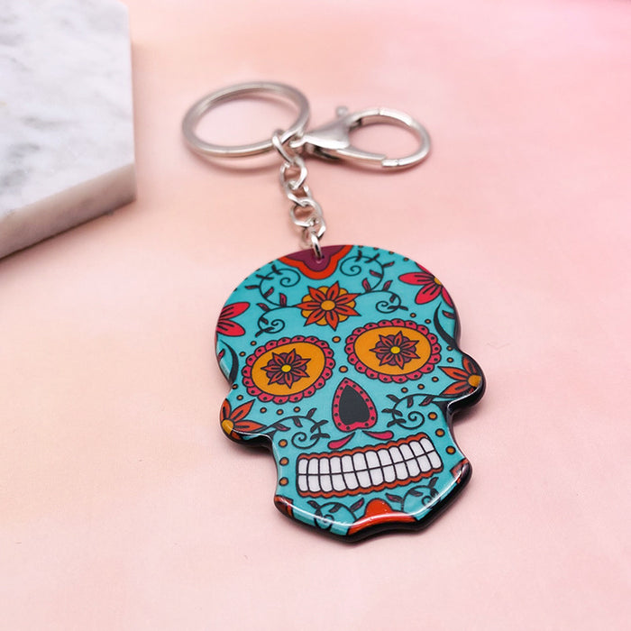 Jewelry WholesaleWholesale acrylic skull color keychain for halloween JDC-KC-LYan001 Keychains 翌焱 %variant_option1% %variant_option2% %variant_option3%  Factory Price JoyasDeChina Joyas De China