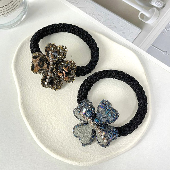 Jewelry WholesaleWholesale mineral diamond crystal clover hair rope JDC-HS-DouY001 Hair Scrunchies 豆毓 %variant_option1% %variant_option2% %variant_option3%  Factory Price JoyasDeChina Joyas De China