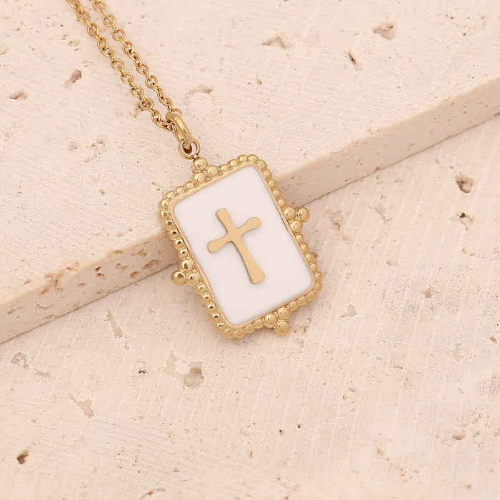 Wholesale Oil Drop Cross Necklace Eye Love Stainless Steel Pendant JDC-NE-Bingm020