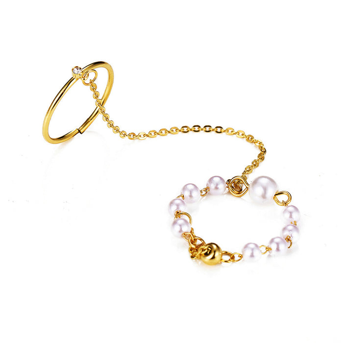 Jewelry WholesaleWholesale mouth adjustable siamese leaf chain alloy ring JDC-RS-F085 Rings 韩之尚 %variant_option1% %variant_option2% %variant_option3%  Factory Price JoyasDeChina Joyas De China