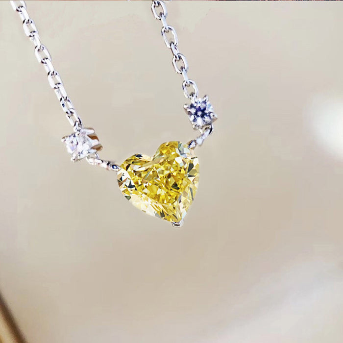 Wholesale Heart Shape Women Necklace Sweater Chain Pink Zircon Pendant JDC-NE-CaoS047