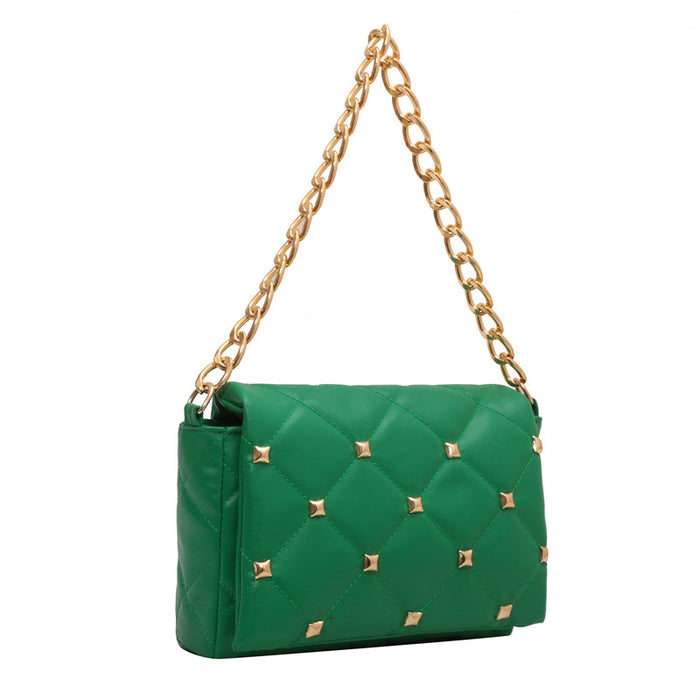 Wholesale PU Rivet Rhombus Thick Chain Shoulder Bag MOQ≥3 JDC-SD-HZD037