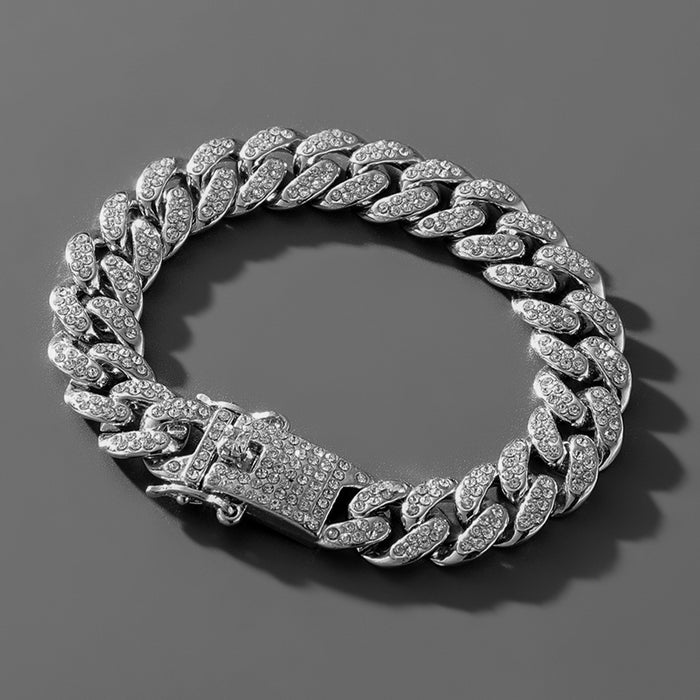 Wholesale hip hop full diamond Cuban bracelet trendy male personality JDC-BT-WeiX001