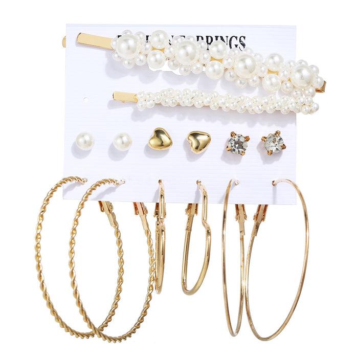 Wholesale Necklace Alloy Tassel Earrings Necklace Hair Clip Jewelry Set JDC-NE-F273