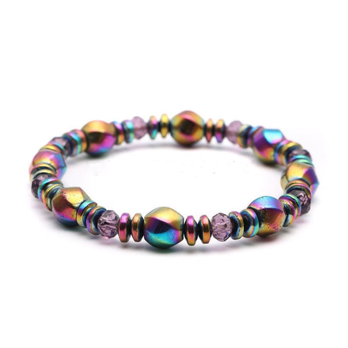 Wholesale Fashion Double Row Colorful Section Black Gallstone Bracelet JDC-BT-LonR001