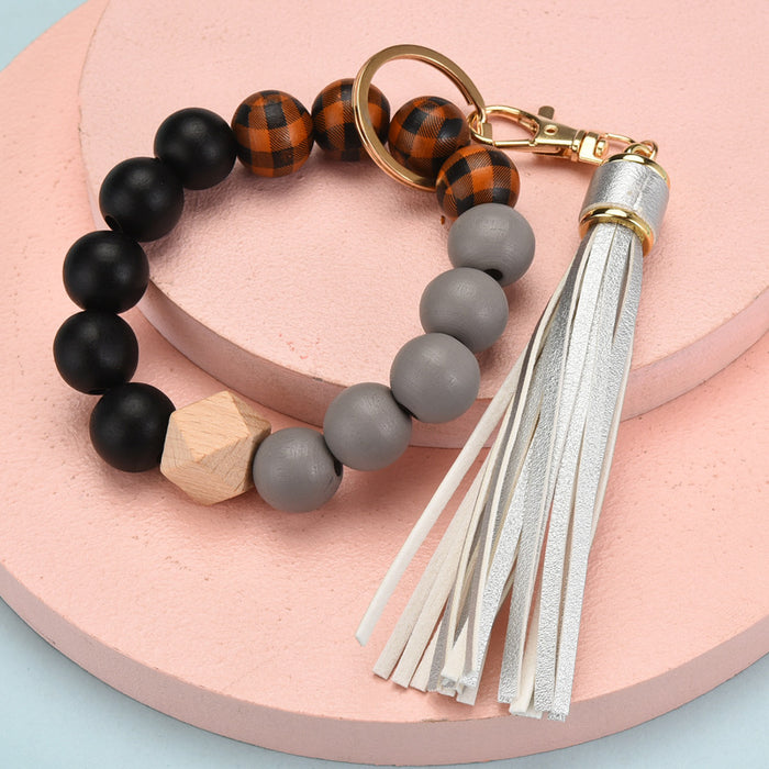 Wholesale Tassel Wood Beads Fashion Beads Bracelet Keychain JDC-KC-YPin012