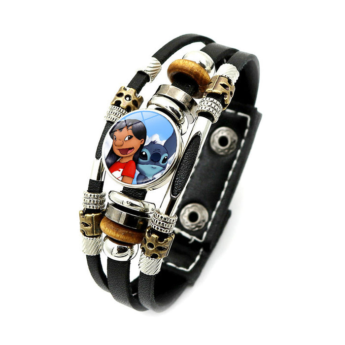 Wholesale Cartoon Alloy Glass Leather Cord Bracelet (M) JDC-BT-XuS006