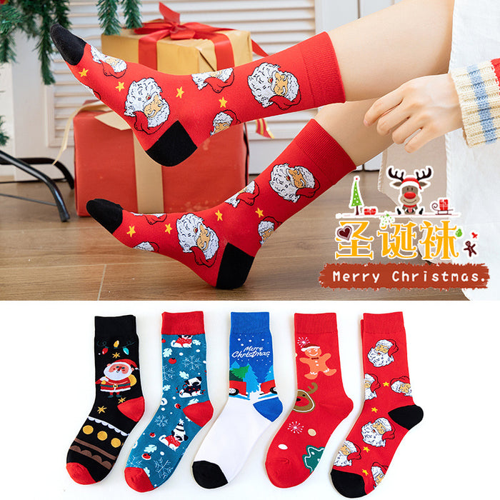 Wholesale socks christmas snowman cartoon tube socks autumn winter MOQ≥3 JDC-SK-JTeng001