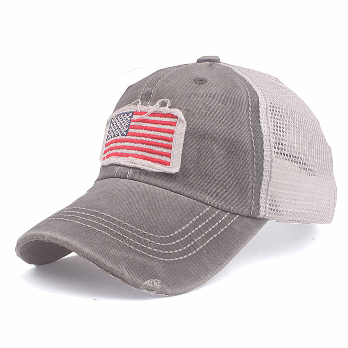 Wholesale American Flag Embroidered Baseball Cap Wash Coated Visor JDC-FH-ZhiLa002